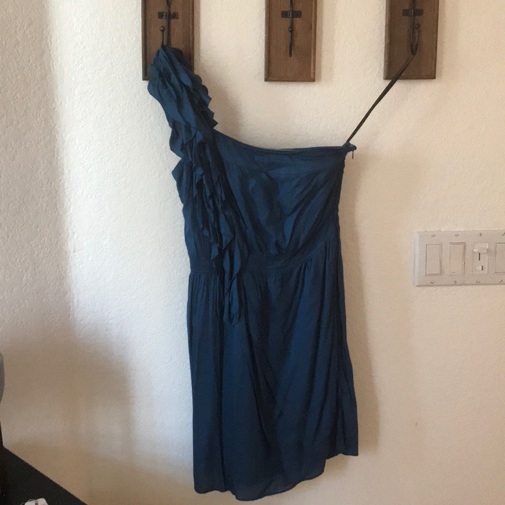 One shoulder MM couture blue dress